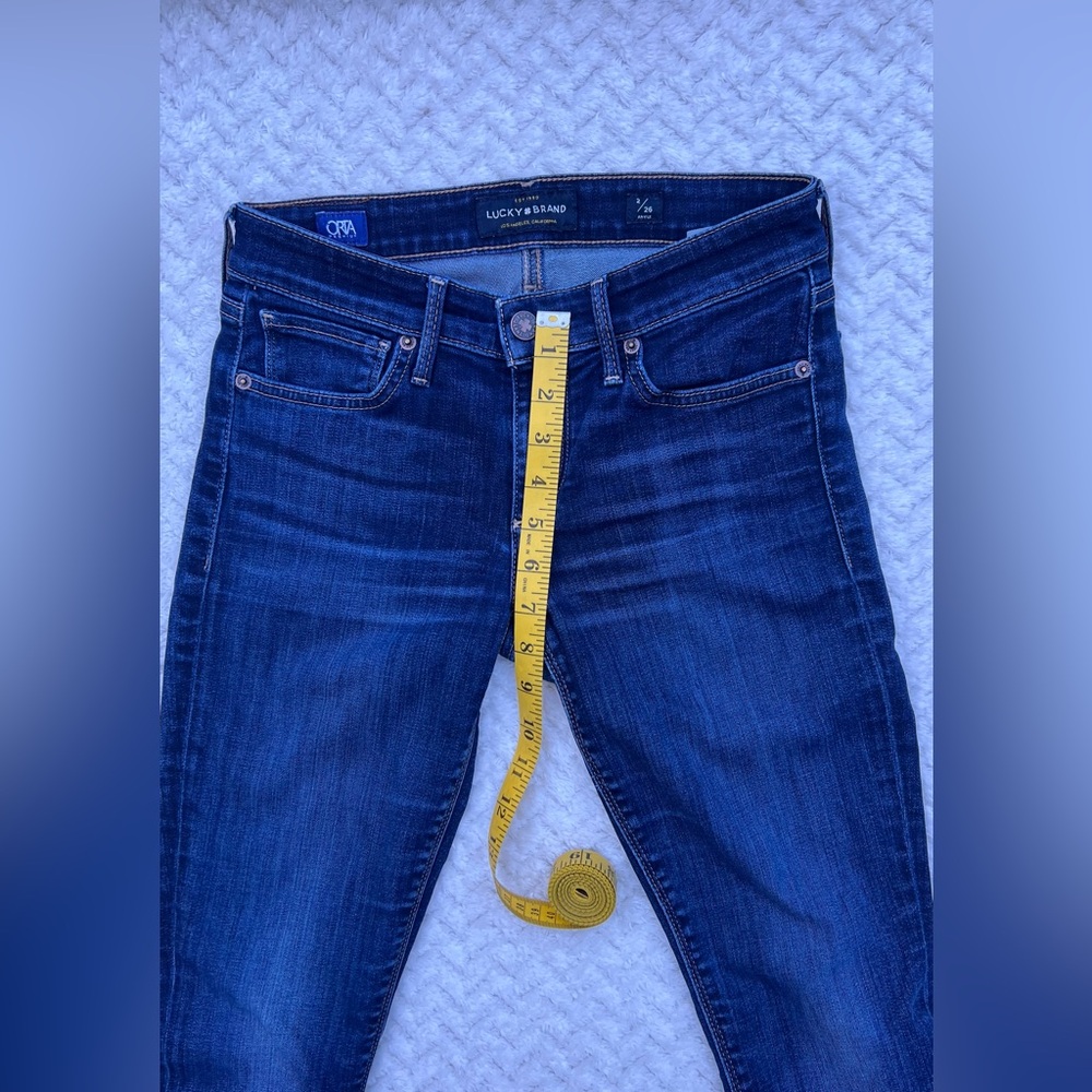 Lucky Brand Dark Blue Indigo Wash Midrise Skinny Jeans Size 26 Classic EUC Denim - Picture 9 of 12
